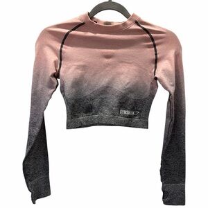 Gymshark Ombre Pink and Gray Long Sleeve Crop Top Size S
